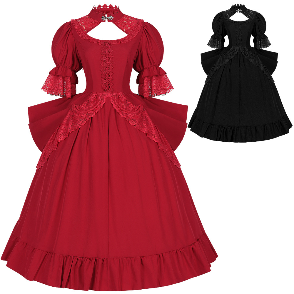 Gaun Retro Gaya Eropa yang Ele - Ethnic Dress Fashion Show ulasan dan harga